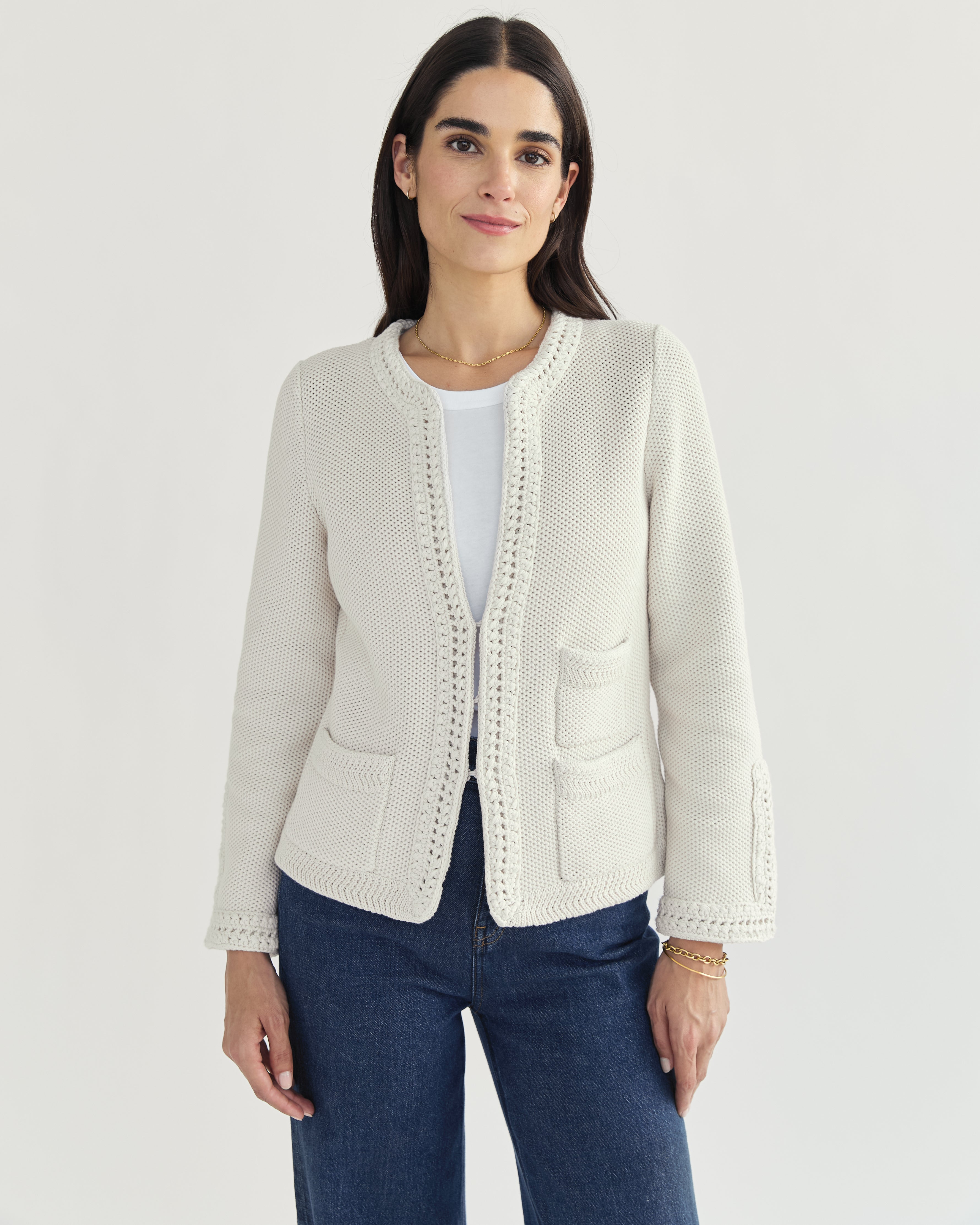 The Merion Cotton Cardigan - Ivory