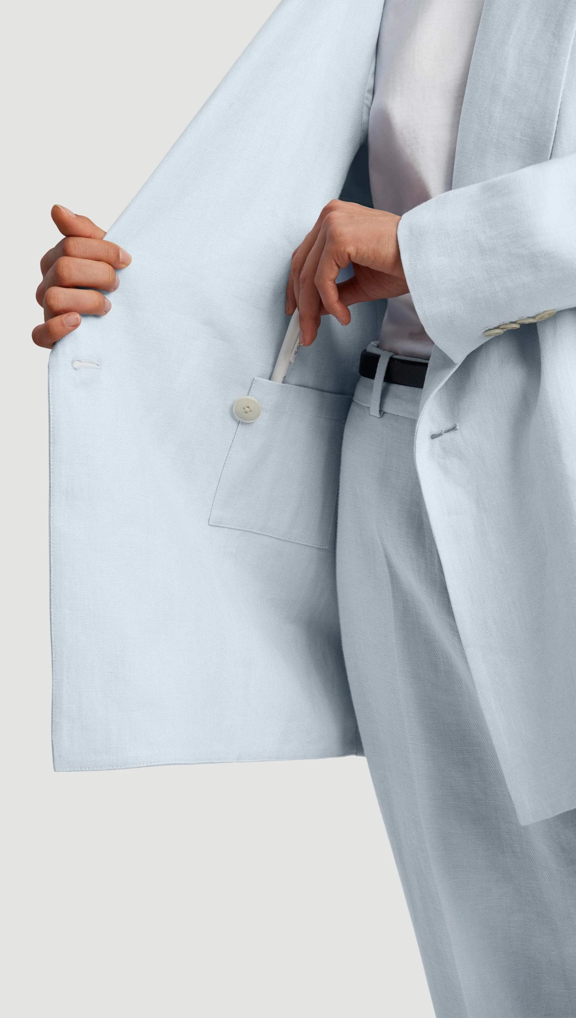 BROOKLYN BLAZER IN LINEN TWILL - GLACIER BLUE