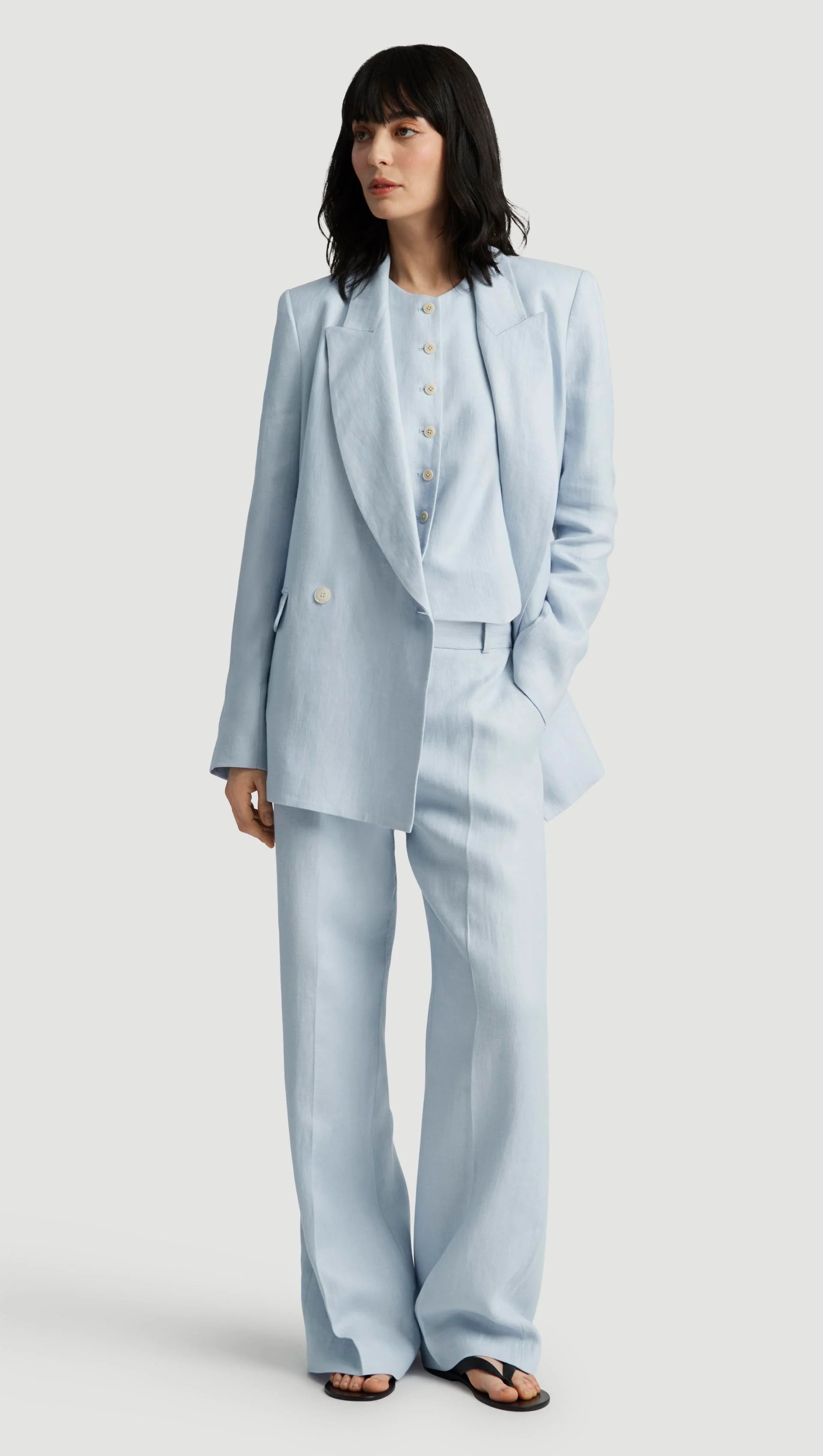BROOKLYN BLAZER IN LINEN TWILL - GLACIER BLUE