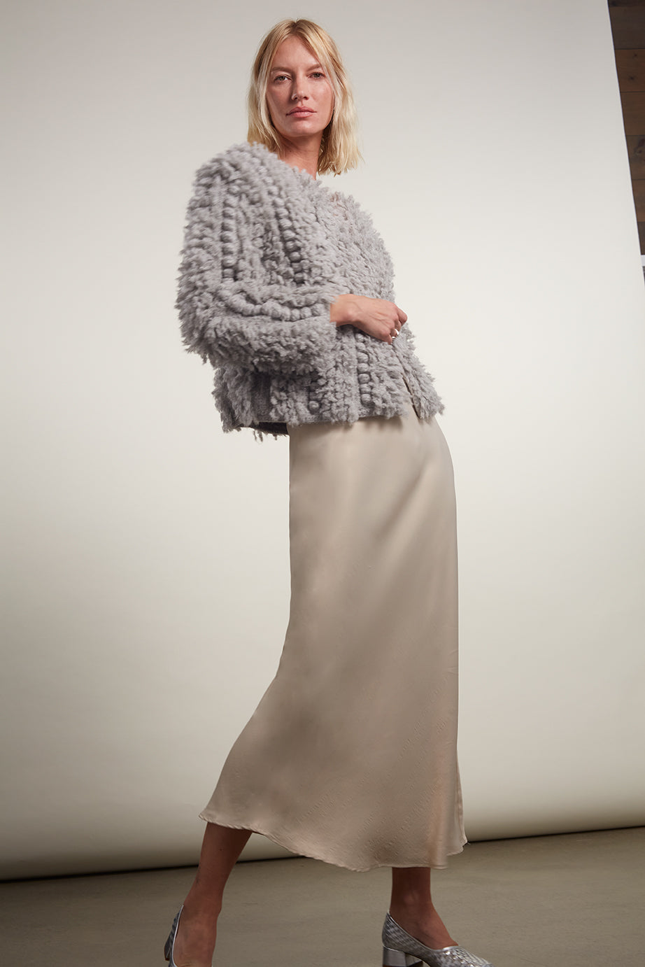 SOPHIA SWEATER JACKET | PALE GREY MELANGE