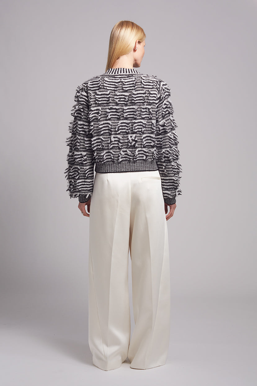 LUELLA STRIPE CARDI | IVORY + BLACK STRIPE
