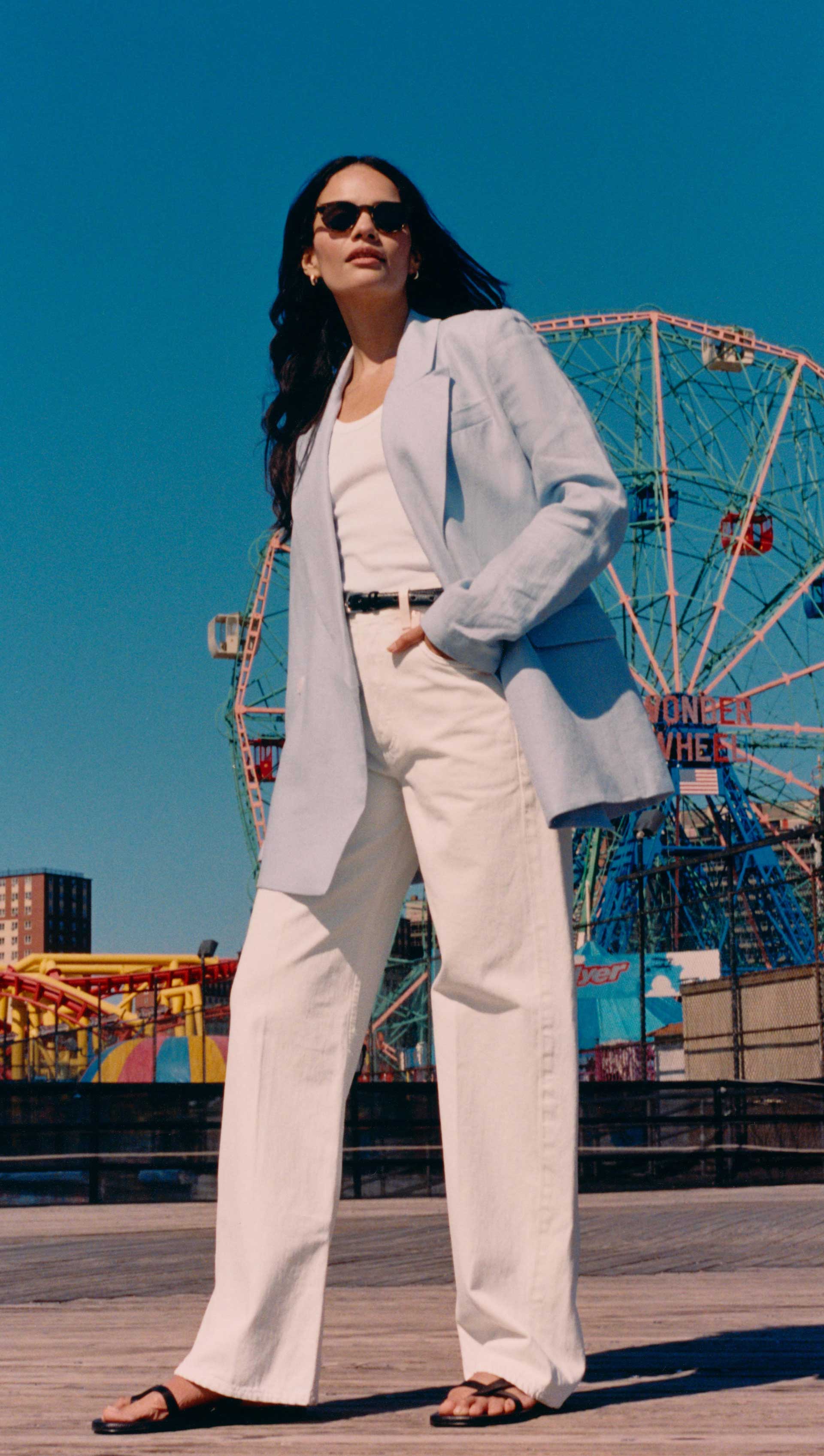 BROOKLYN BLAZER IN LINEN TWILL - GLACIER BLUE