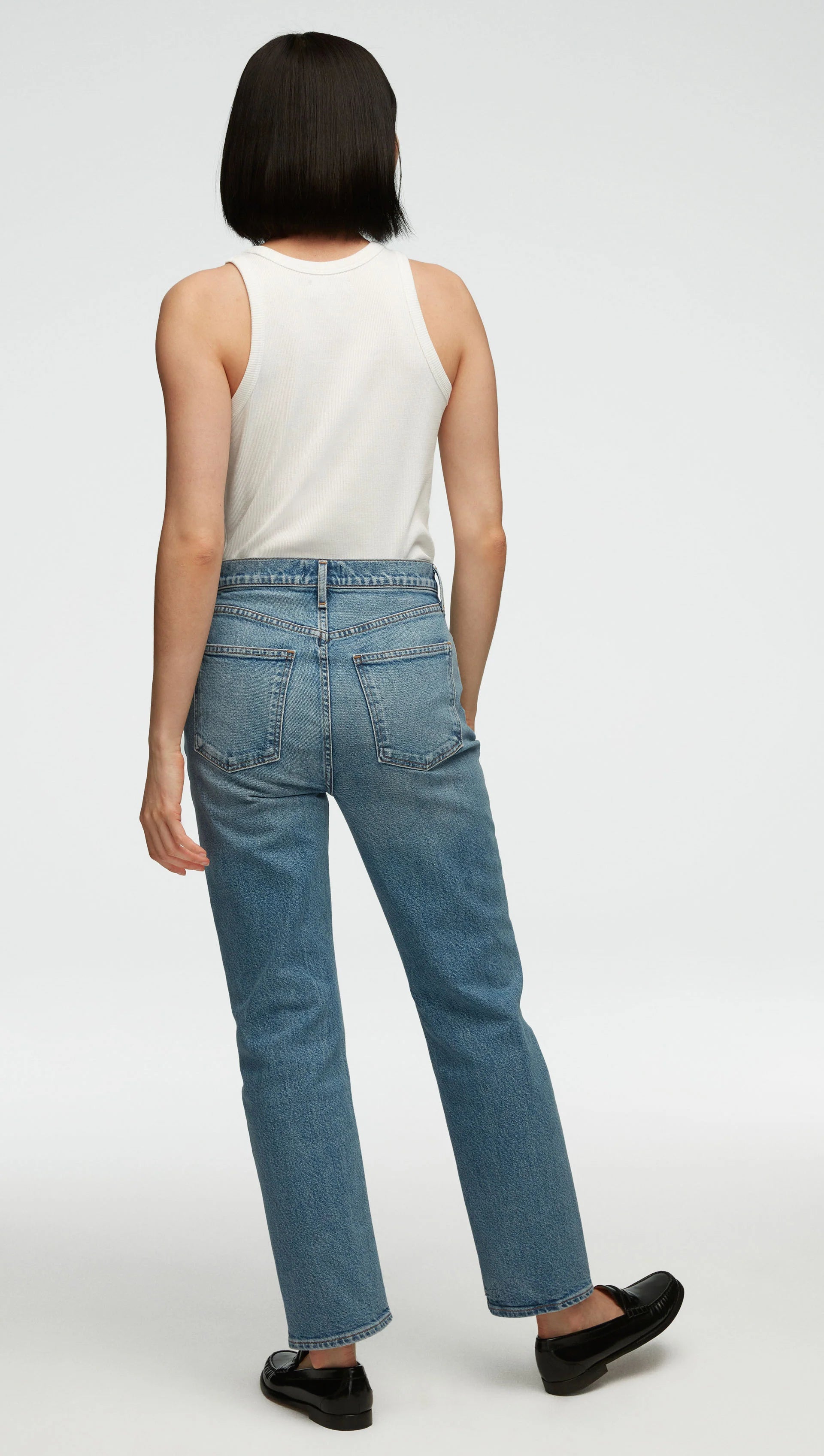 AGOLDE HIGH RISE STOVEPIPE JEANS - MEDIUM BLUE/NEPTUNE