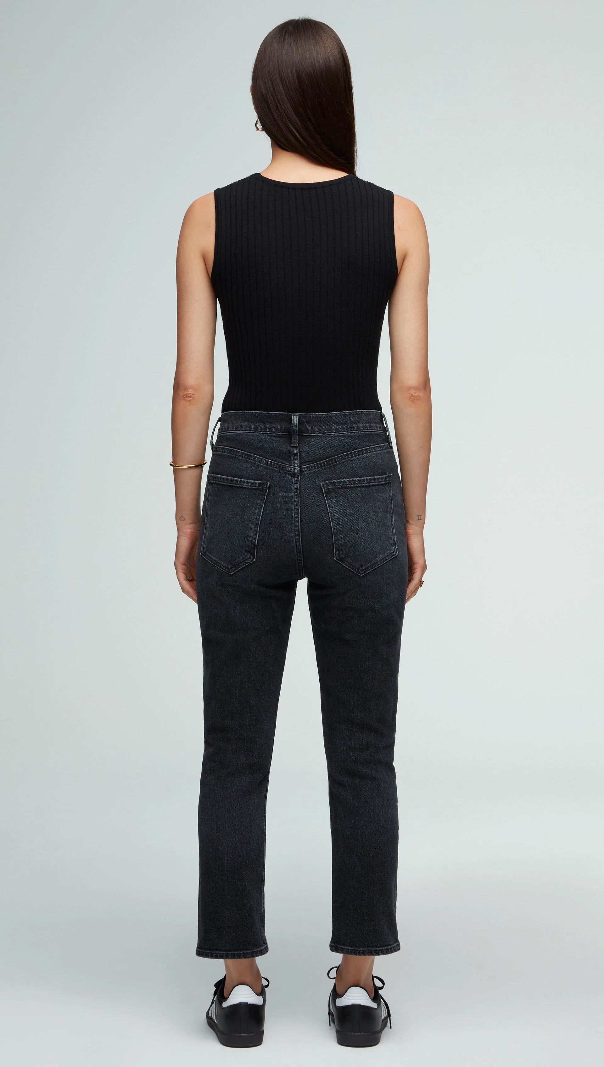 AGOLDE RILEY HIGH RISE STRAIGHT CROP JEANS - FADED BLACK/CALCULATE
