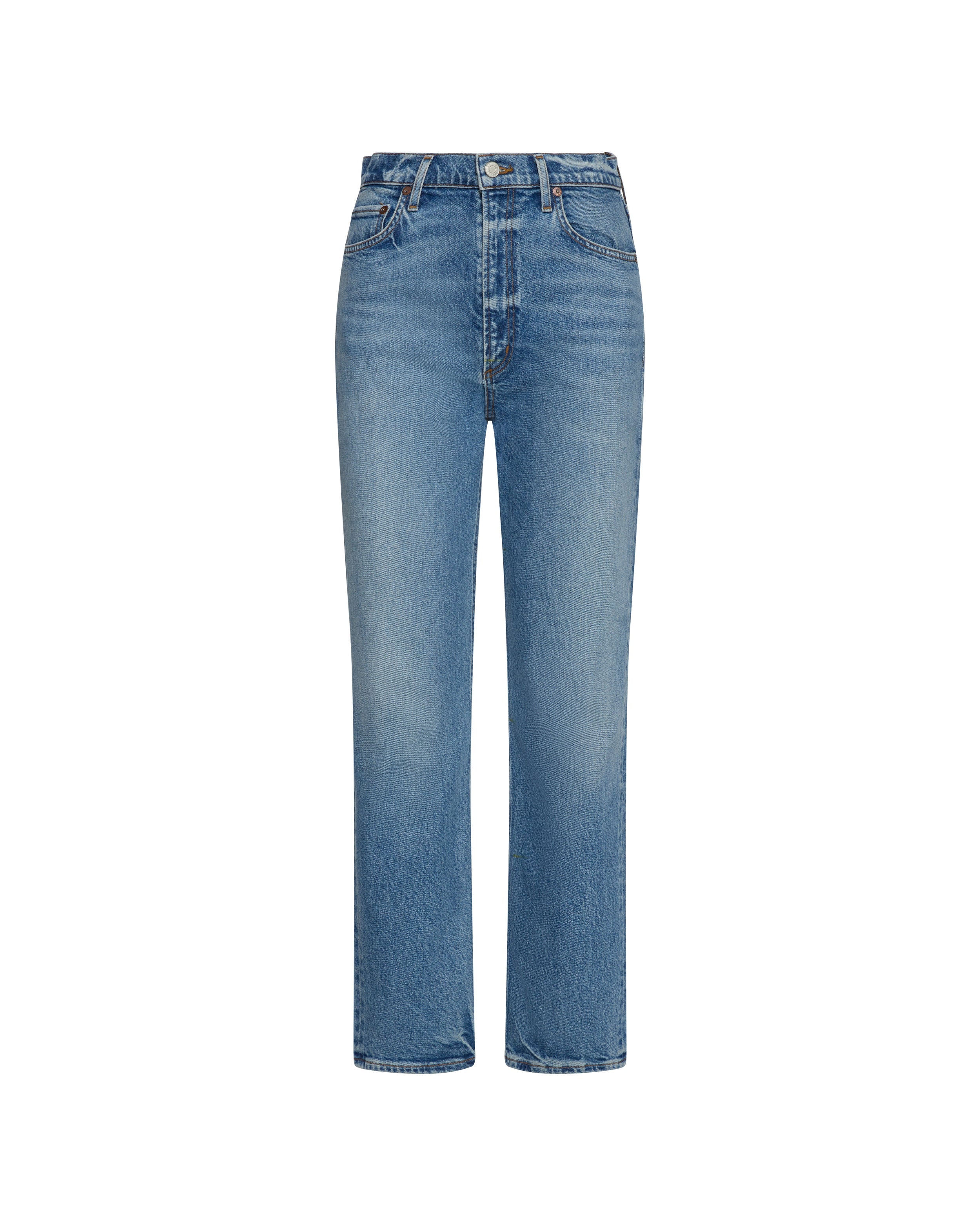 AGOLDE HIGH RISE STOVEPIPE JEANS - MEDIUM BLUE/NEPTUNE