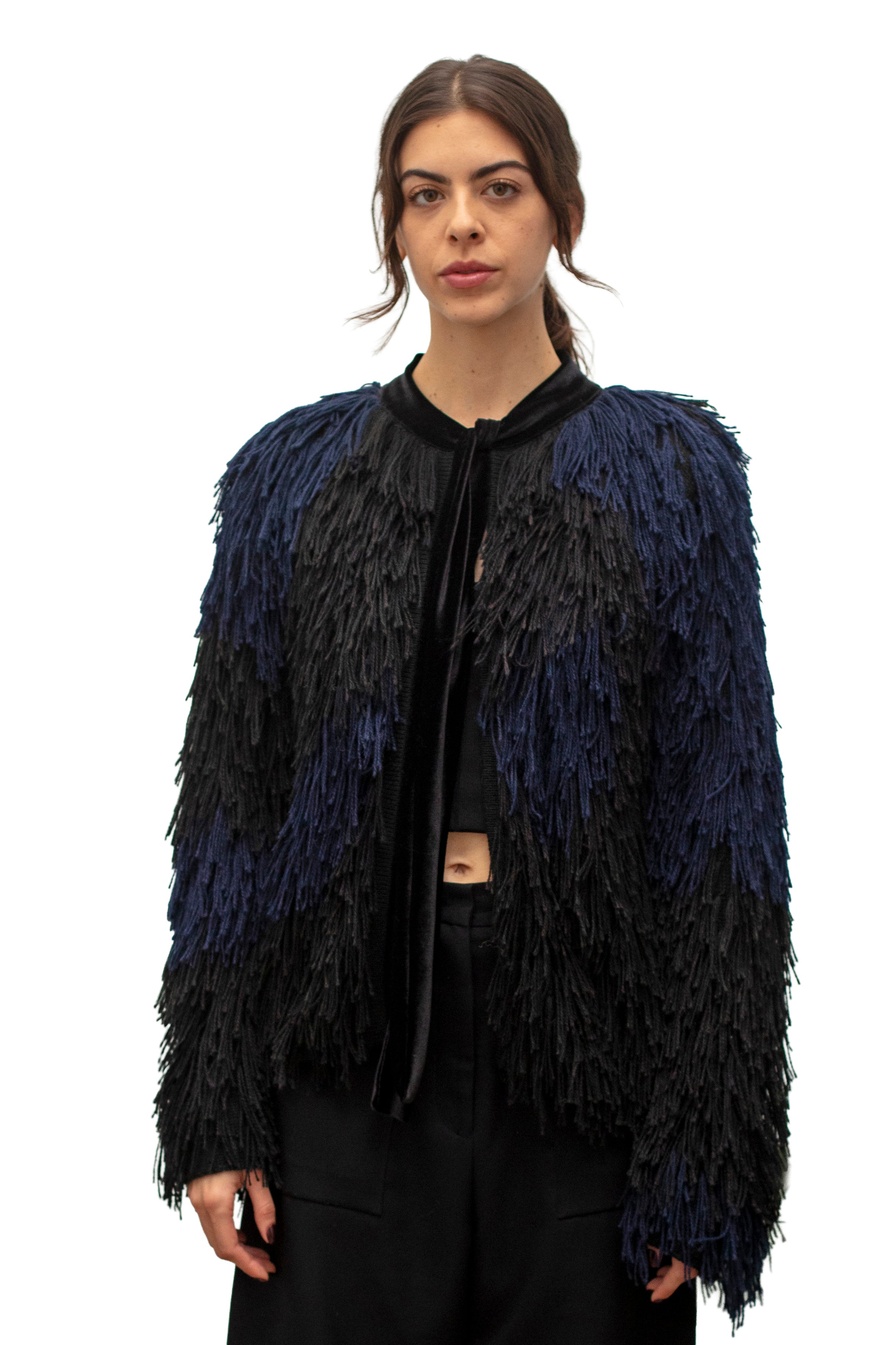 PENGUIN FRINGE JACKET - BLACK