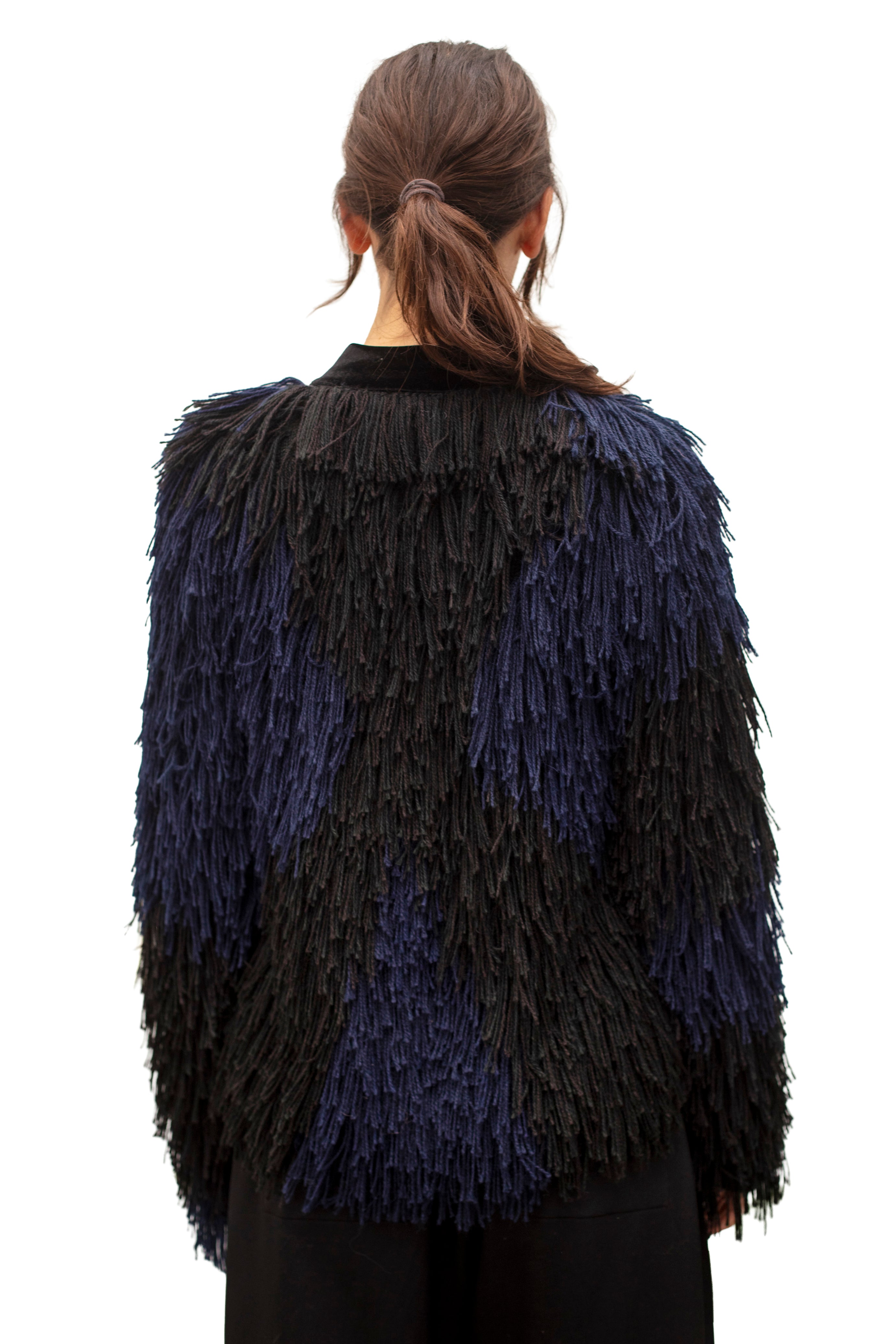 PENGUIN FRINGE JACKET - BLACK