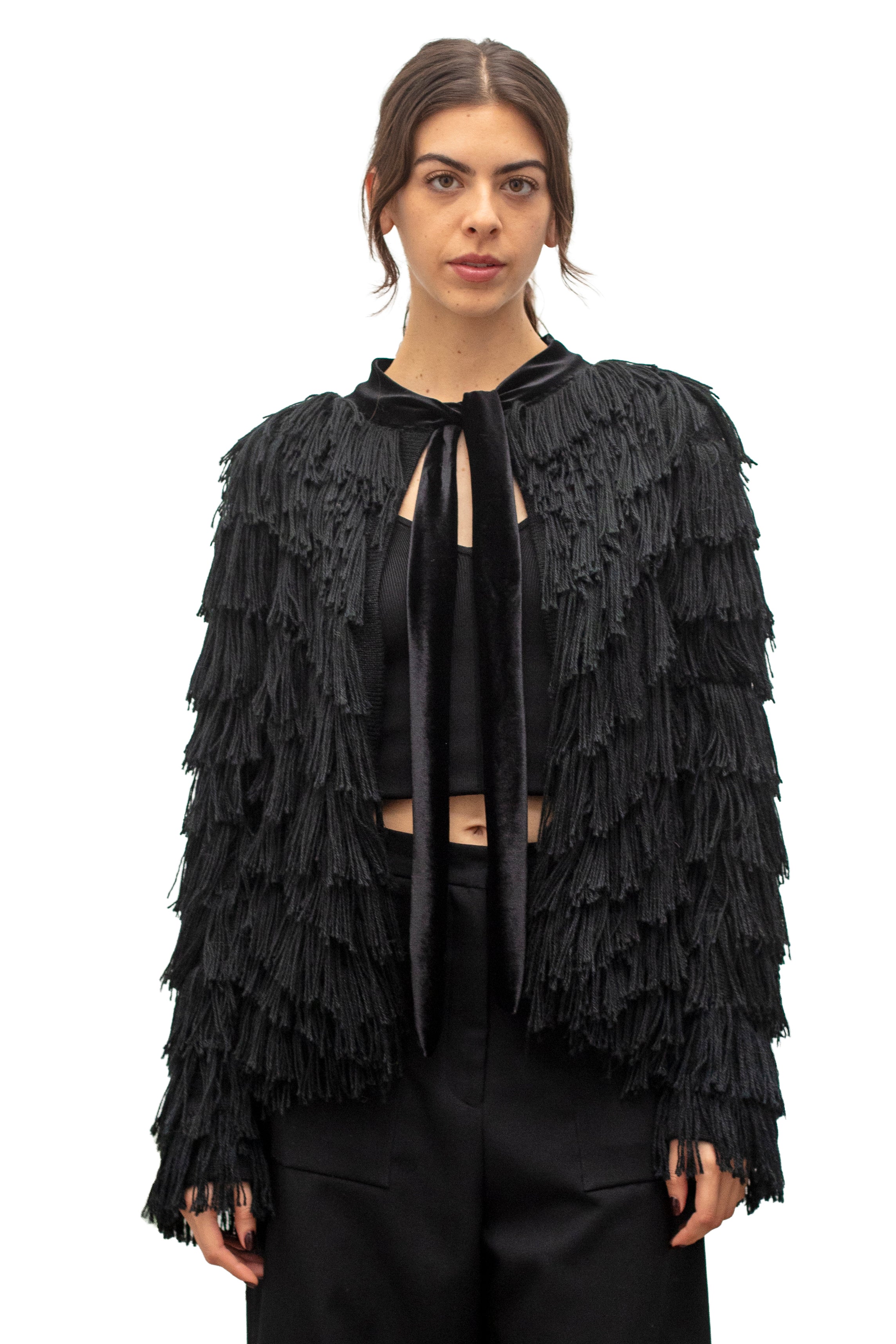 LARK FRINGE JACKET - BLACK