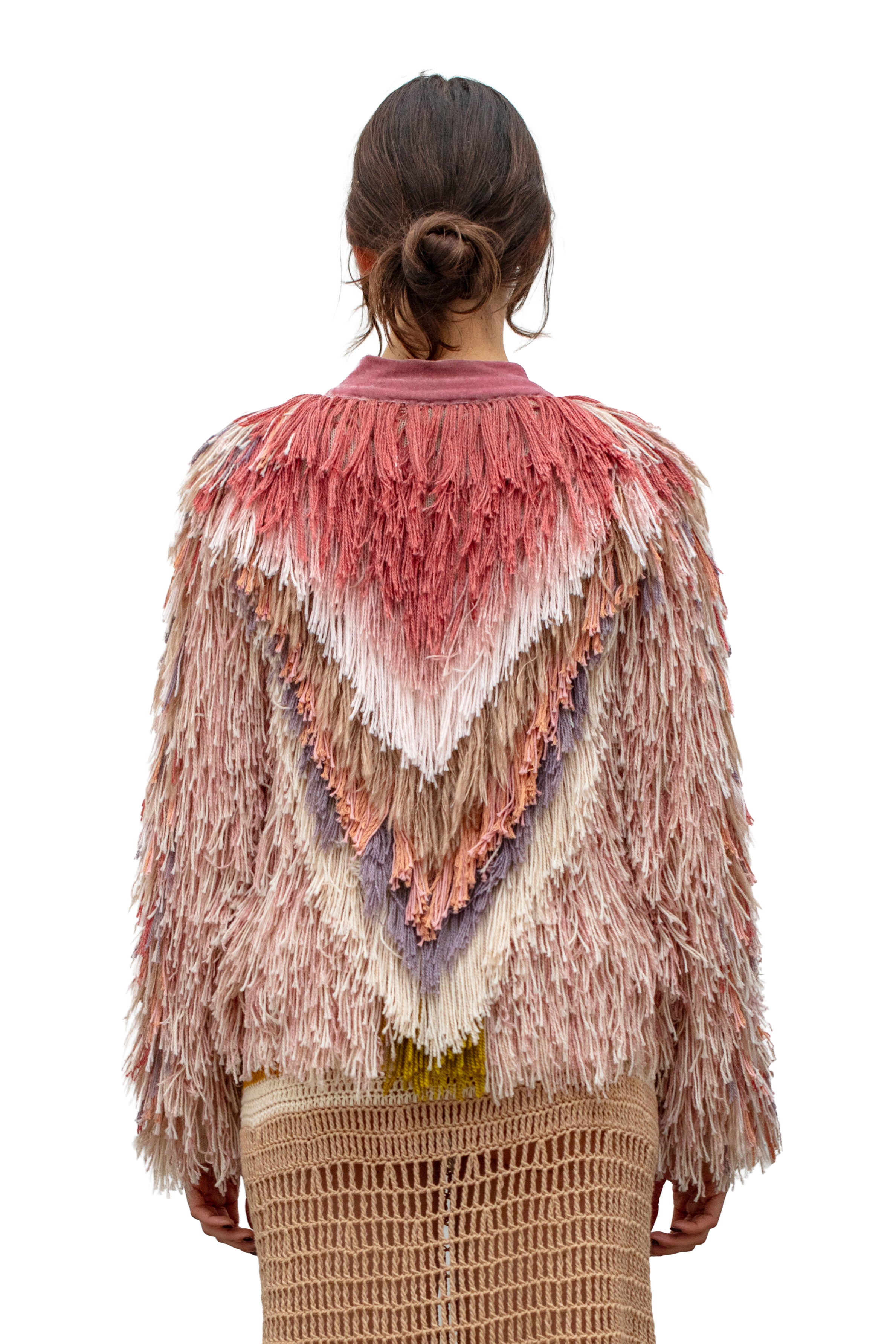RAINBOW FRINGE JACKET - BLUSH