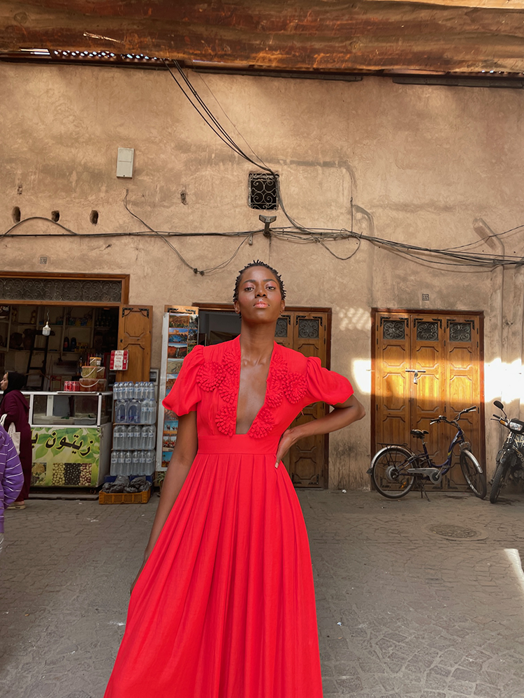 MOROCCAN DRESS FLOWER RED