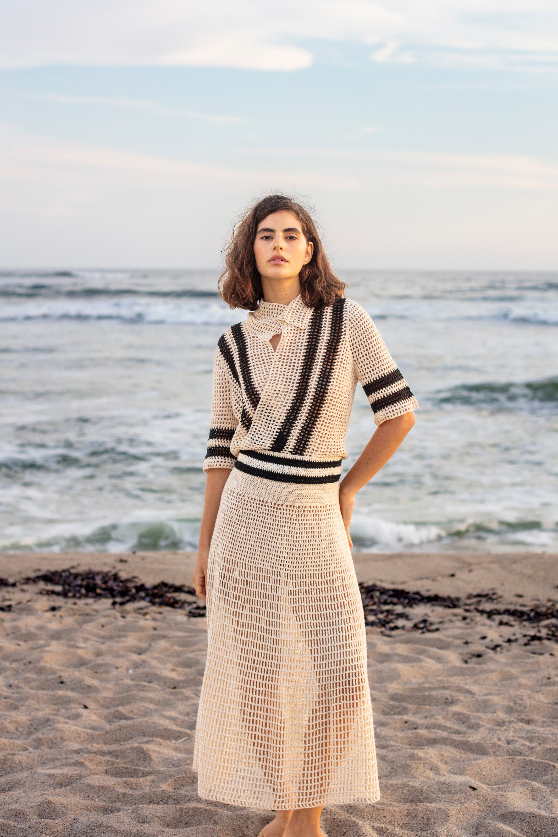 ICHMA SKIRT - BONE/BLACK