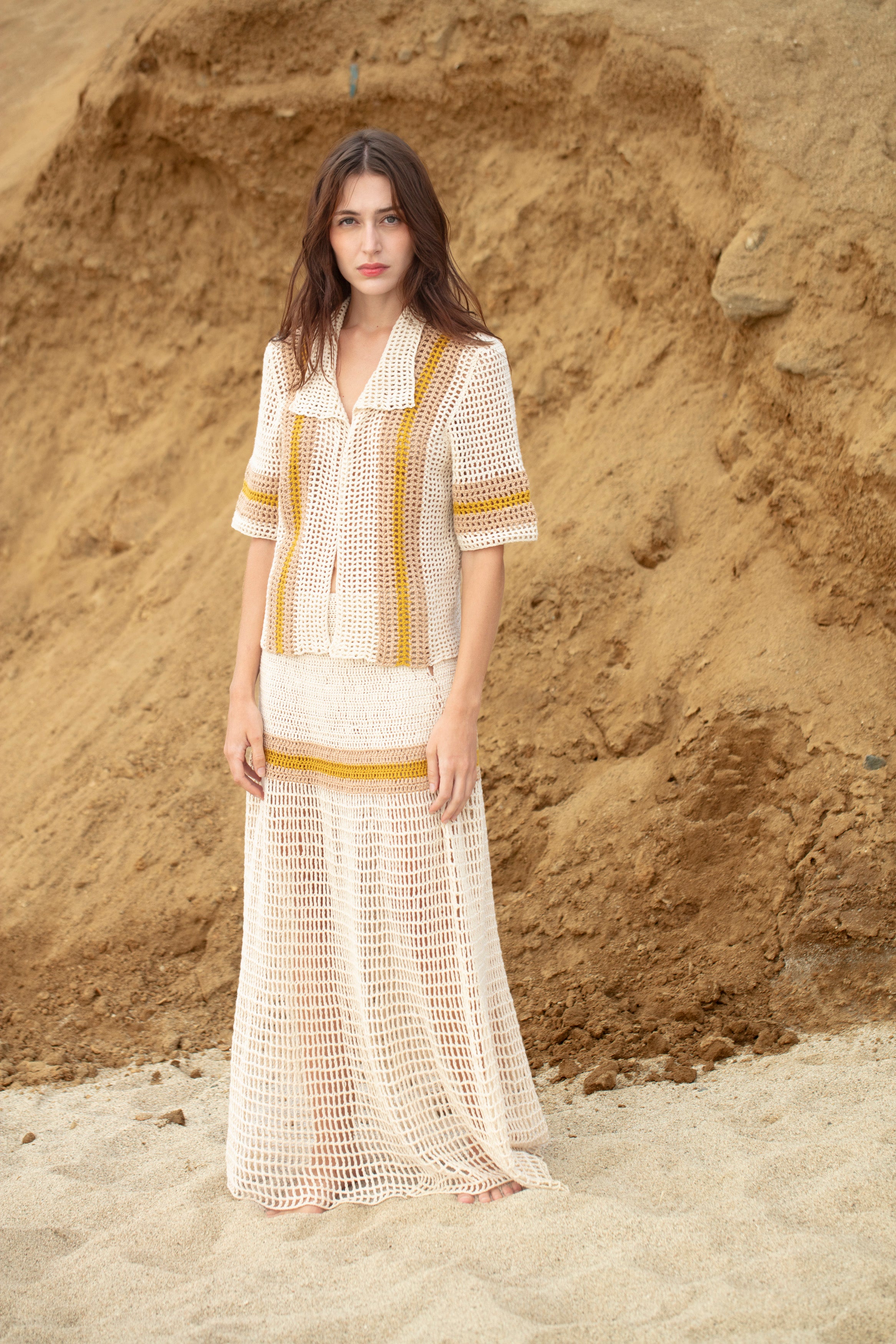 SOL SKIRT - BONE/TAN/YELLOW