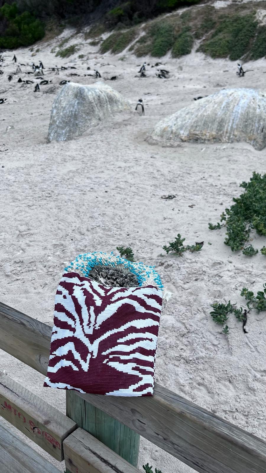 CLASH OF PRINTS BAG - ZEBRA BROWN, WHITE & TURQUOISE