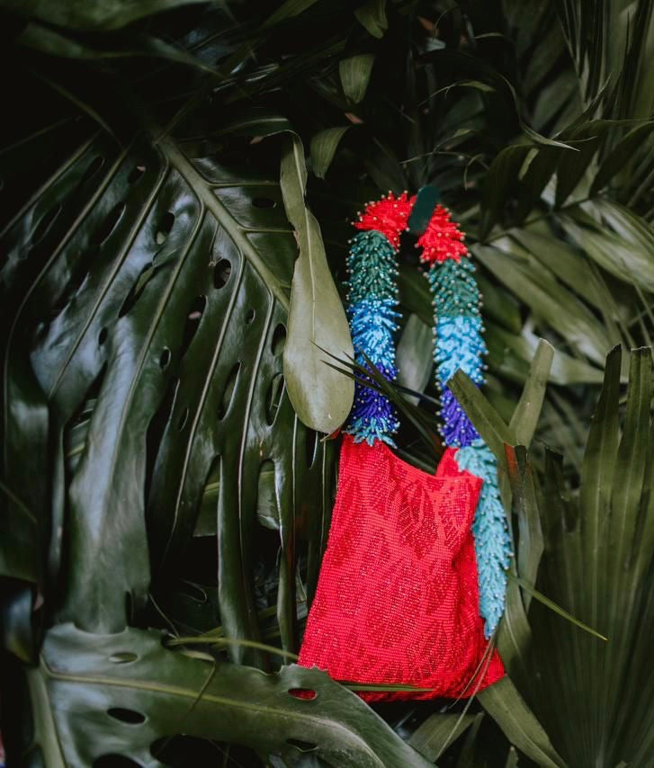 CLASH OF PRINTS BAG - MACAW RED, GREEN, BLUE & TURQUOISE