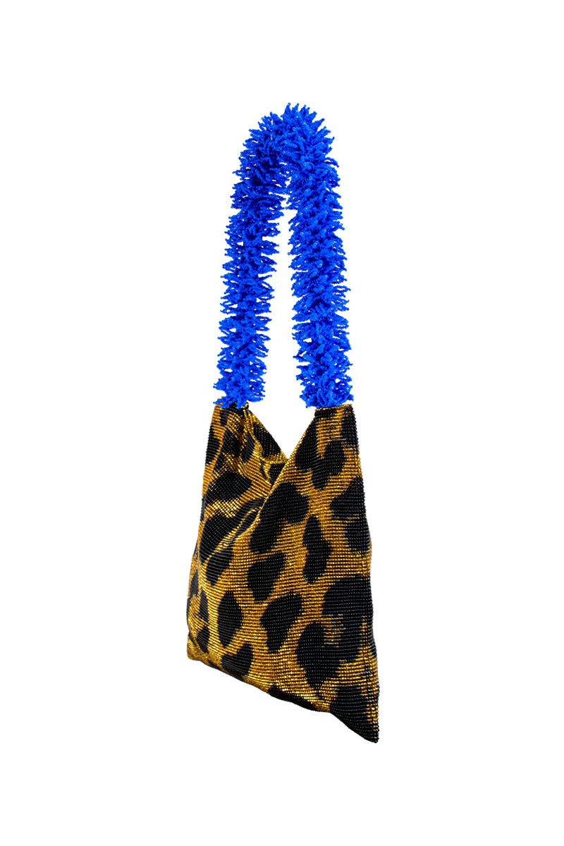 CLASH OF PRINTS BAG - LEOPARD GOLD, BLACK & BLUE