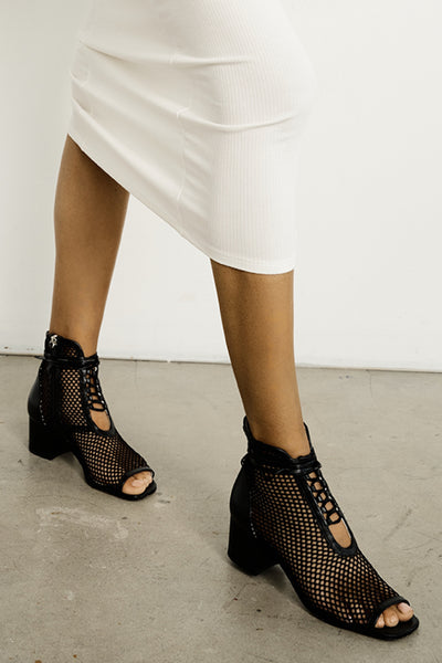 Black mesh peep toe booties hotsell