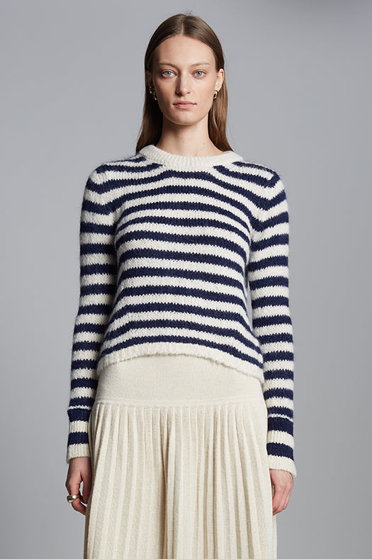 AVA STRIPE SWEATER - IVORY + NAVY