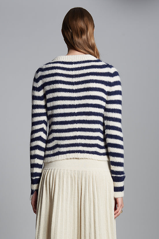 AVA STRIPE SWEATER - IVORY + NAVY