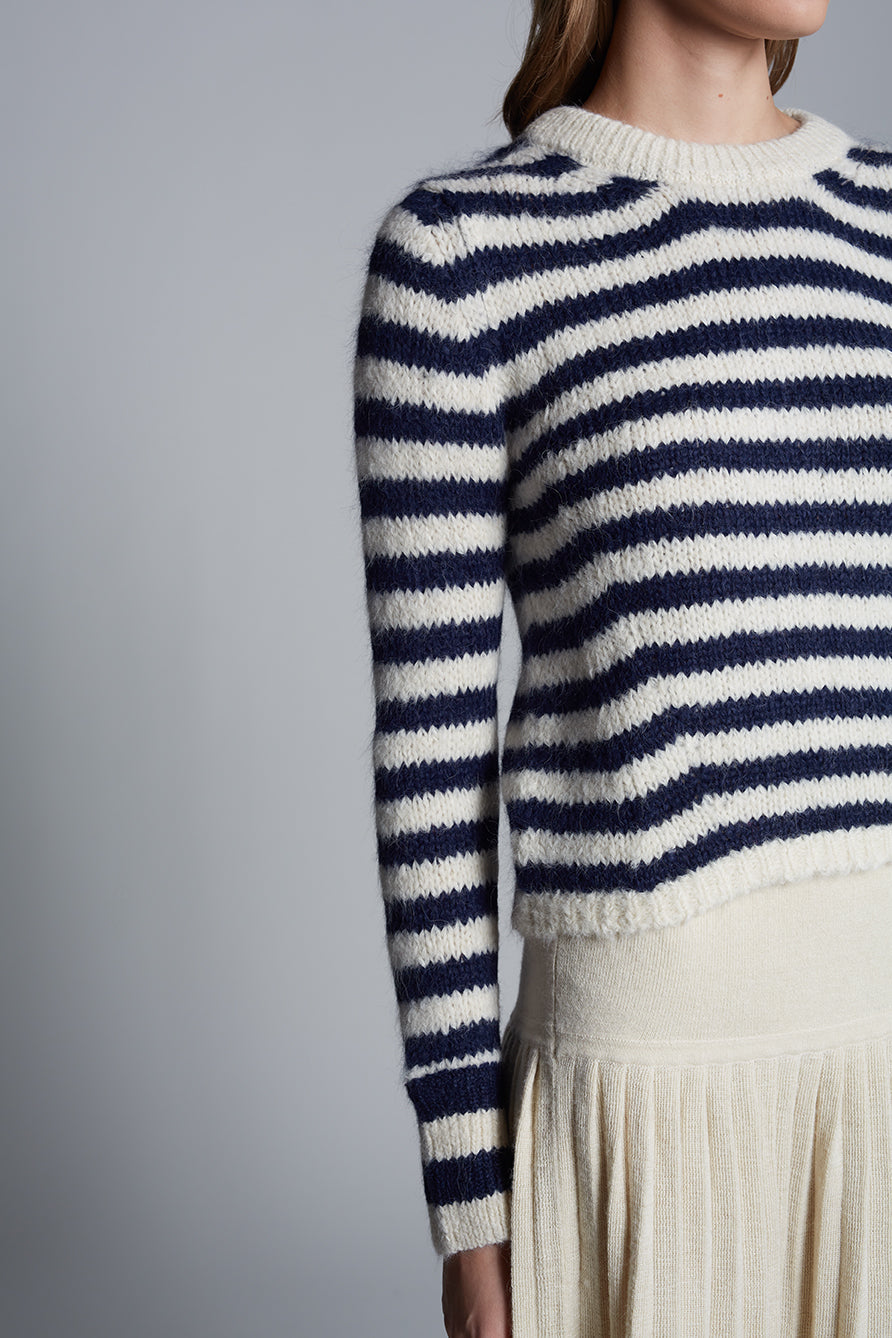 AVA STRIPE SWEATER - IVORY + NAVY