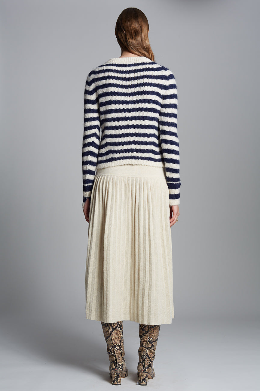 AVA STRIPE SWEATER - IVORY + NAVY