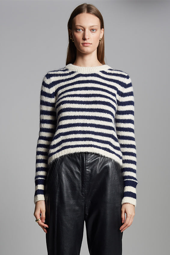 AVA STRIPE SWEATER - IVORY + NAVY