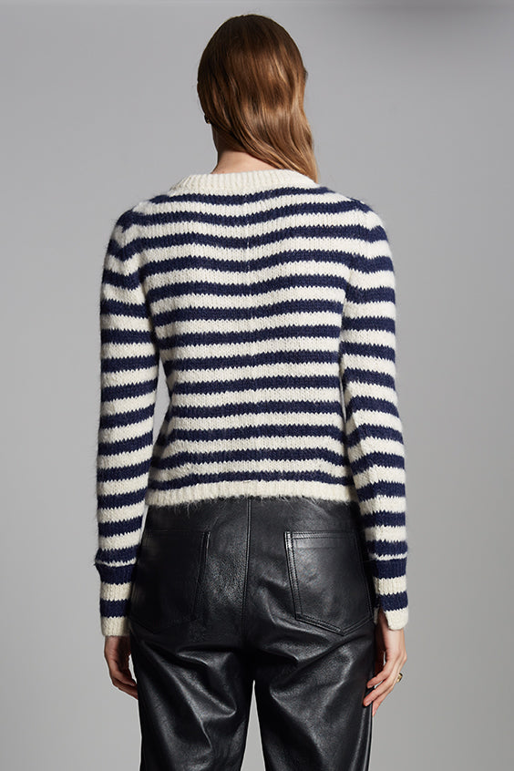 AVA STRIPE SWEATER - IVORY + NAVY