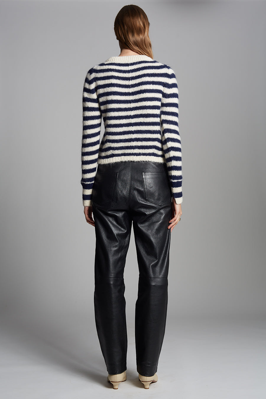 AVA STRIPE SWEATER - IVORY + NAVY