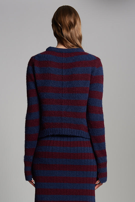 AVA STRIPE SWEATER - NAVY + MERLOT