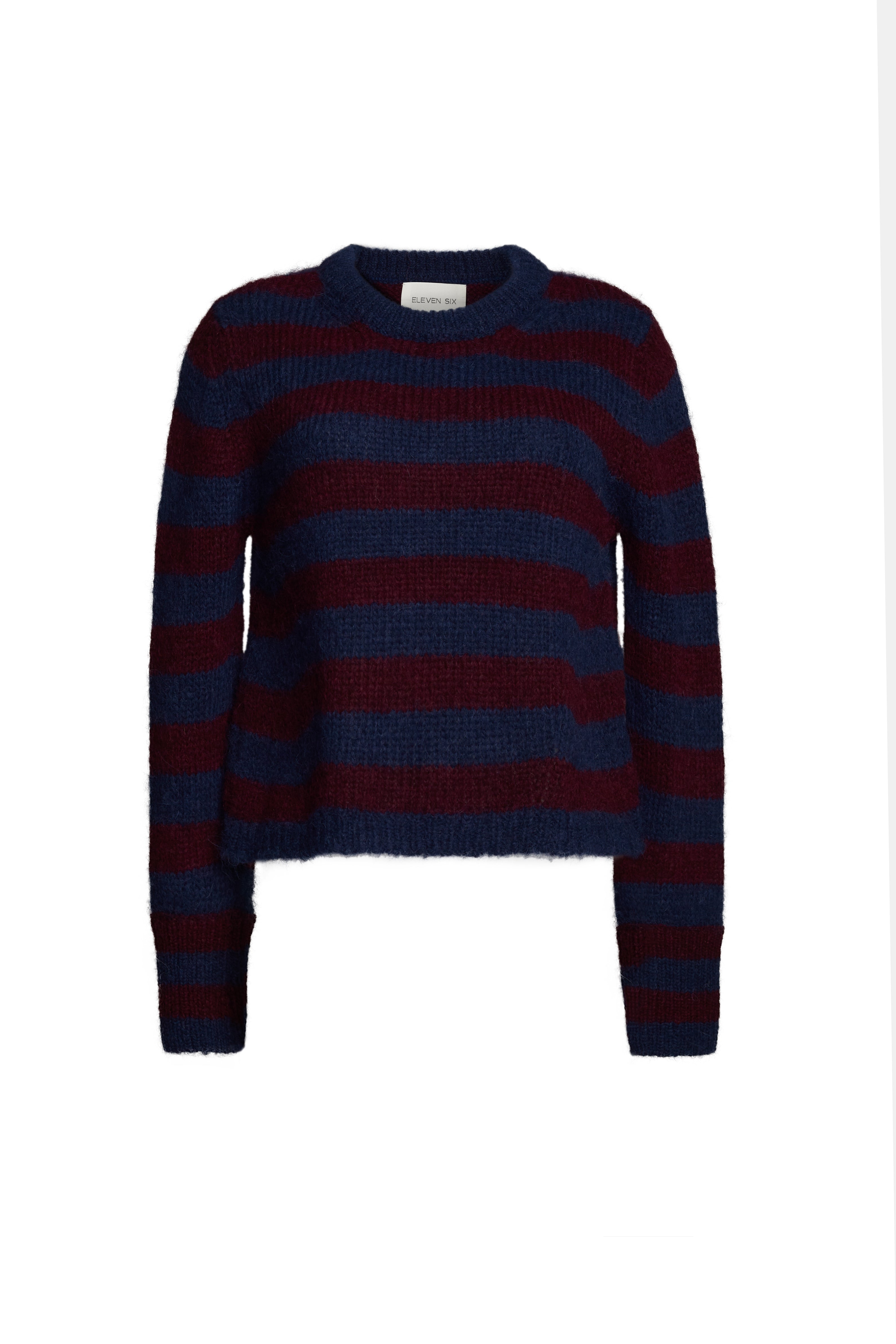 AVA STRIPE SWEATER - NAVY + MERLOT