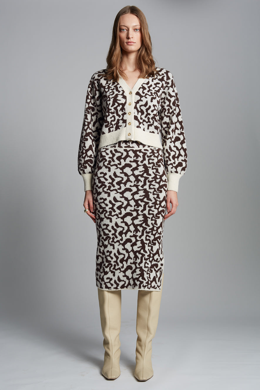 JUNO SKIRT - IVORY + ESPRESSO