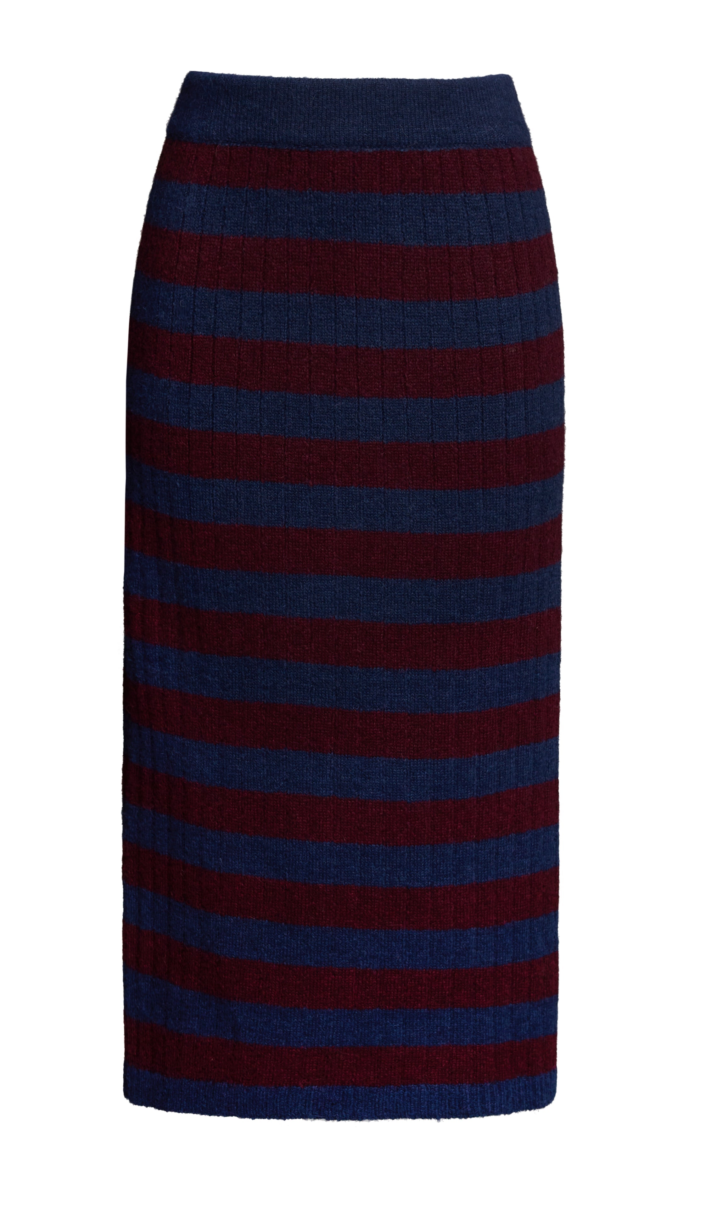 PIA STRIPE TUBE SKIRT - NAVY + MERLOT