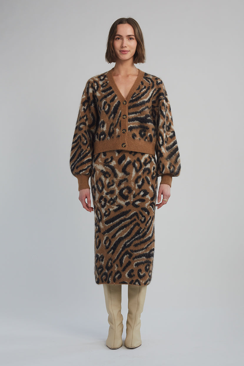 Eleven Six Aviana Cardi in Camel, Black & Ivory
