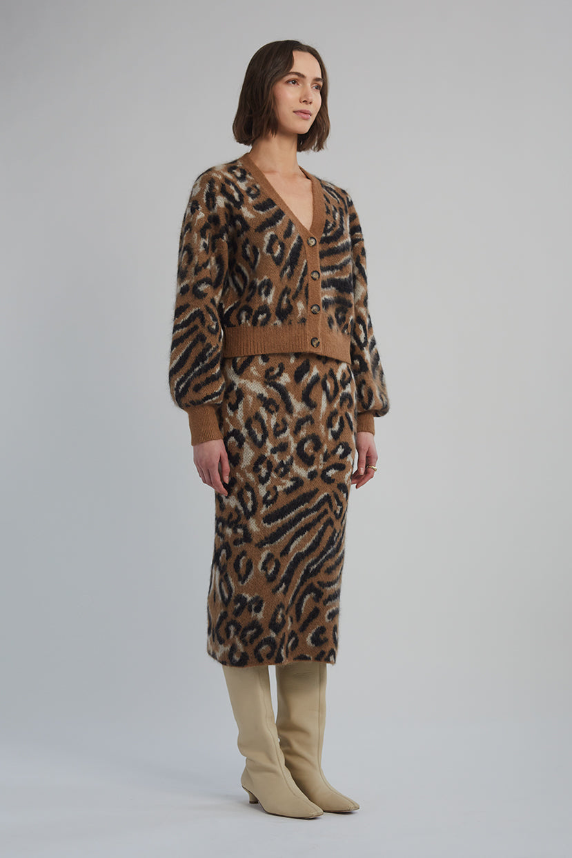 Eleven Six Aviana Cardi in Camel, Black & Ivory