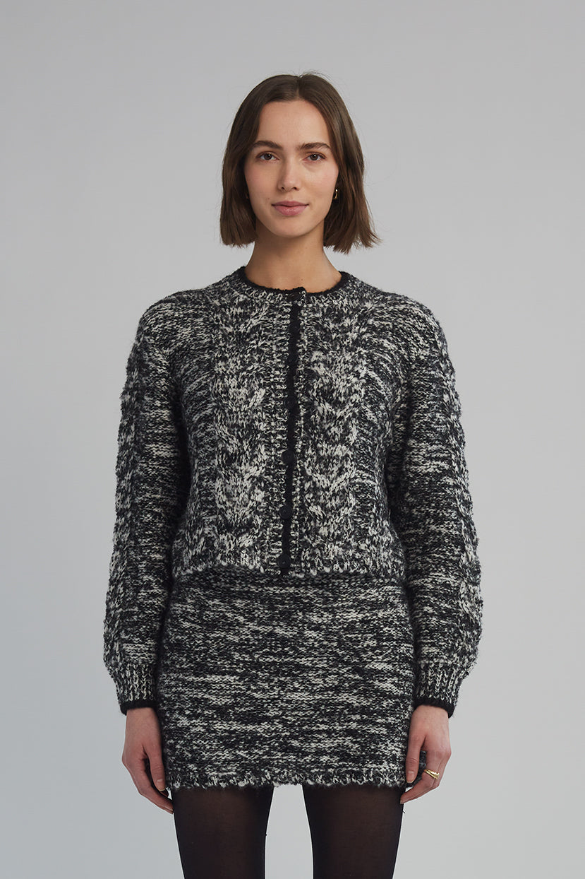 Eleven Six Skylar Cardi in Black & Ivory Tweed