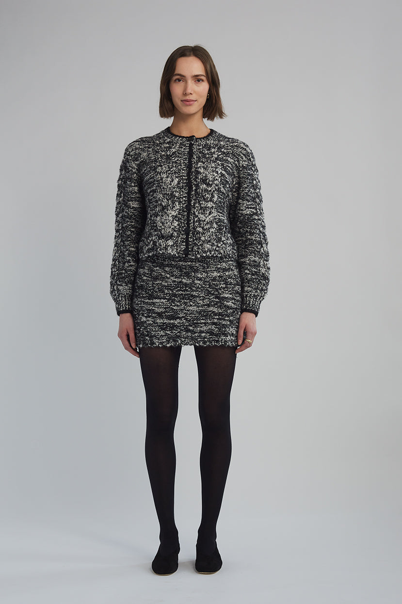Eleven Six Skylar Cardi in Black & Ivory Tweed