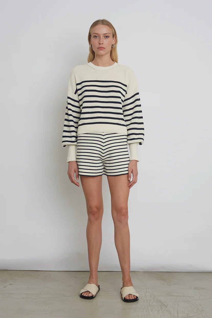 Lea Striped Short - Ivorn & Navy