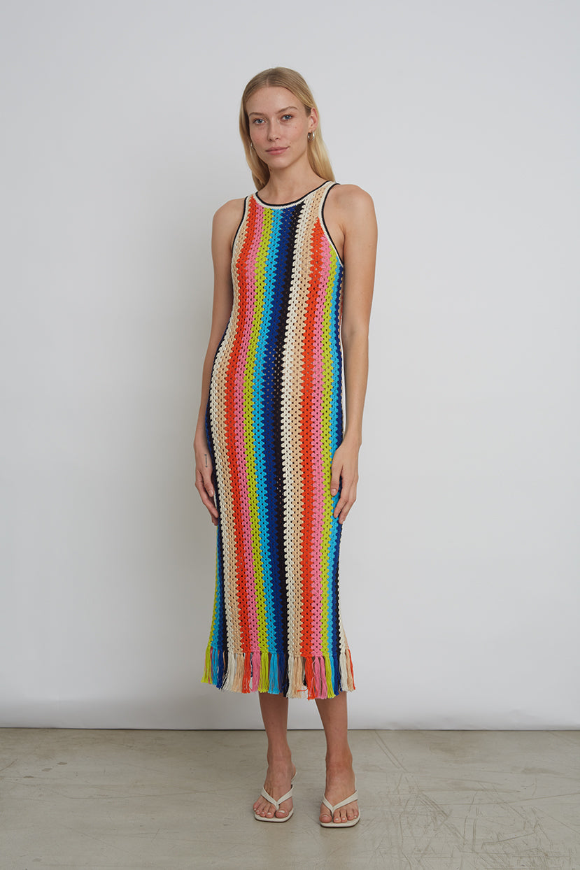 Natalie Crochet Dress- Multi Color