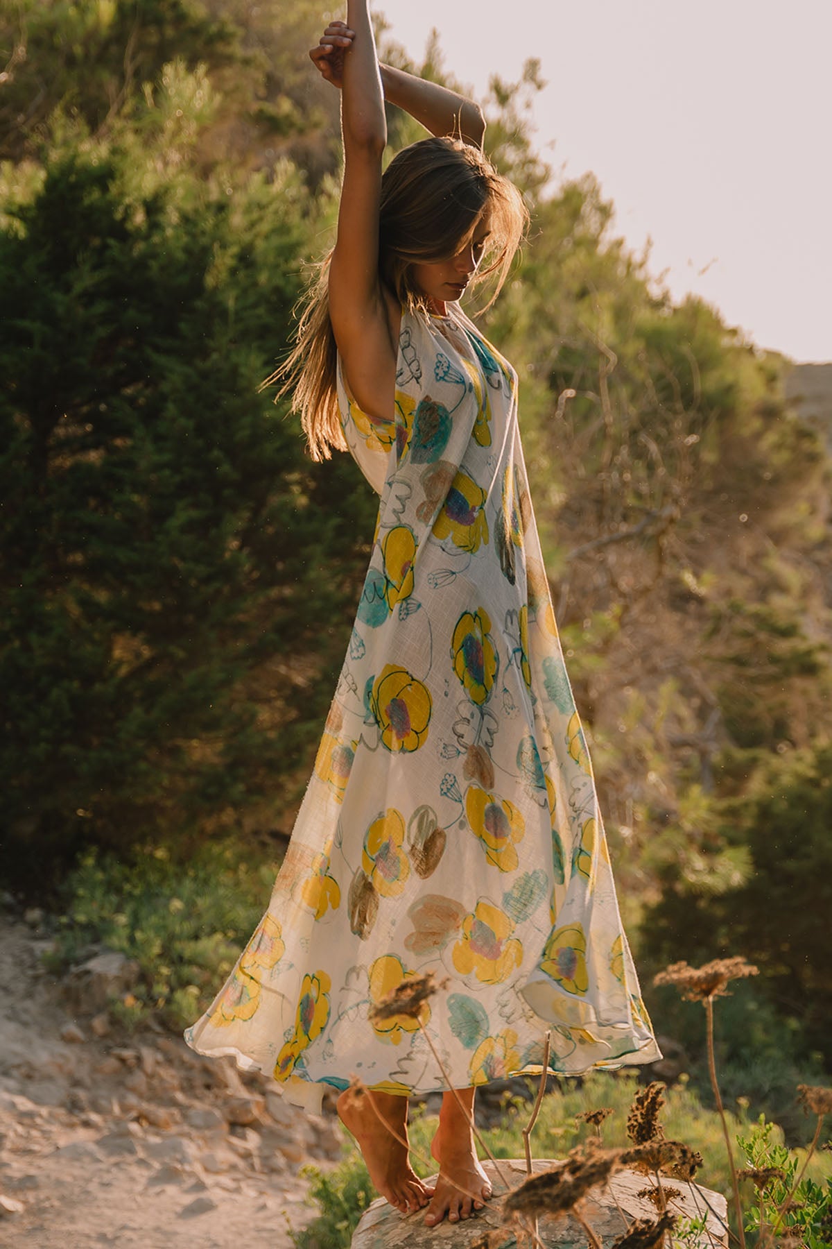 KATIE HALTER ANKLE LENGTH DRESS