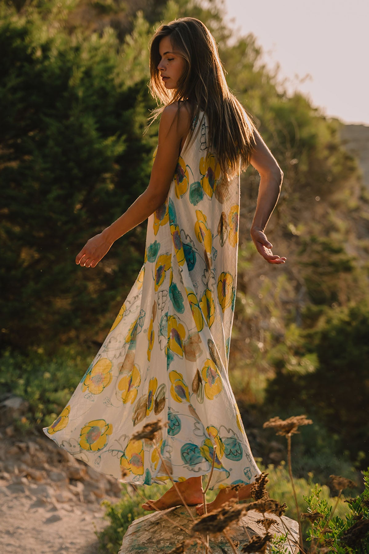 KATIE HALTER ANKLE LENGTH DRESS