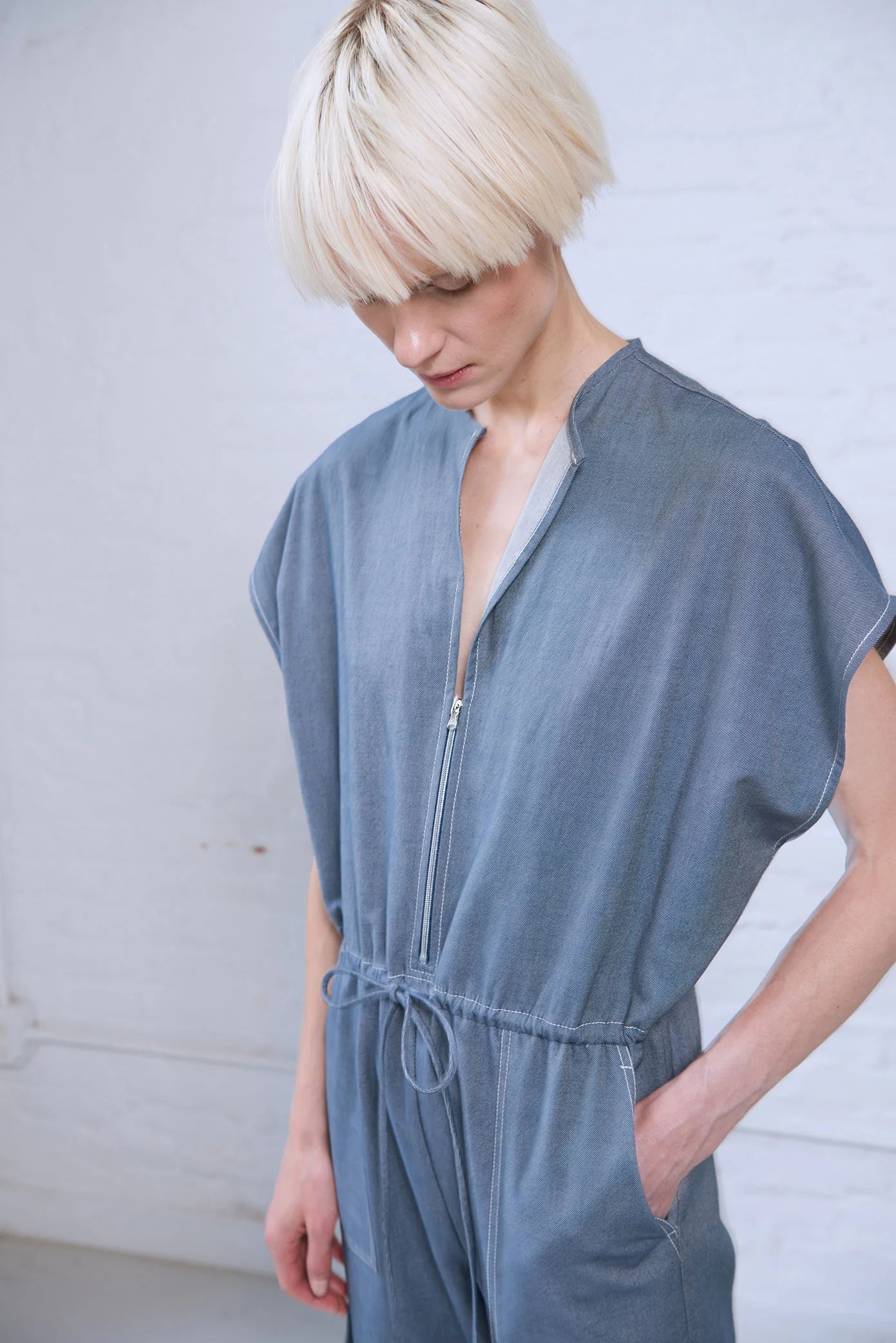 Traci Japanese Denim Jumpsuit - Blue