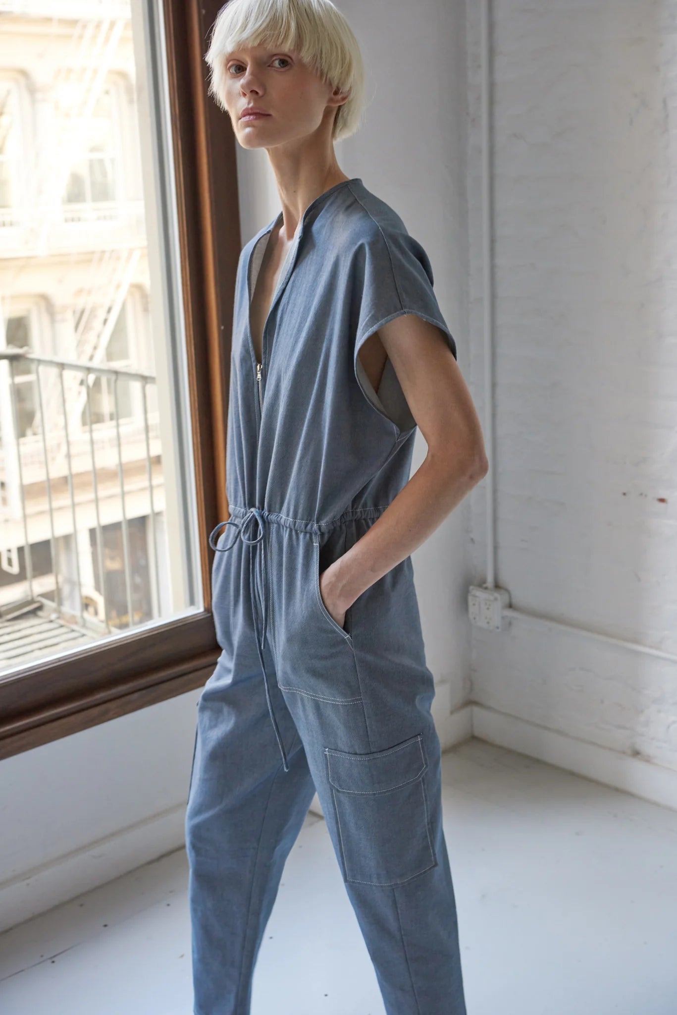 Traci Japanese Denim Jumpsuit - Blue