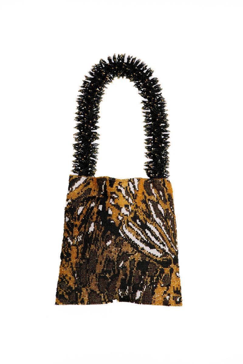 CLASH OF PRINTS BAG - BUTTERFLY GOLD, BLACK & WHITE