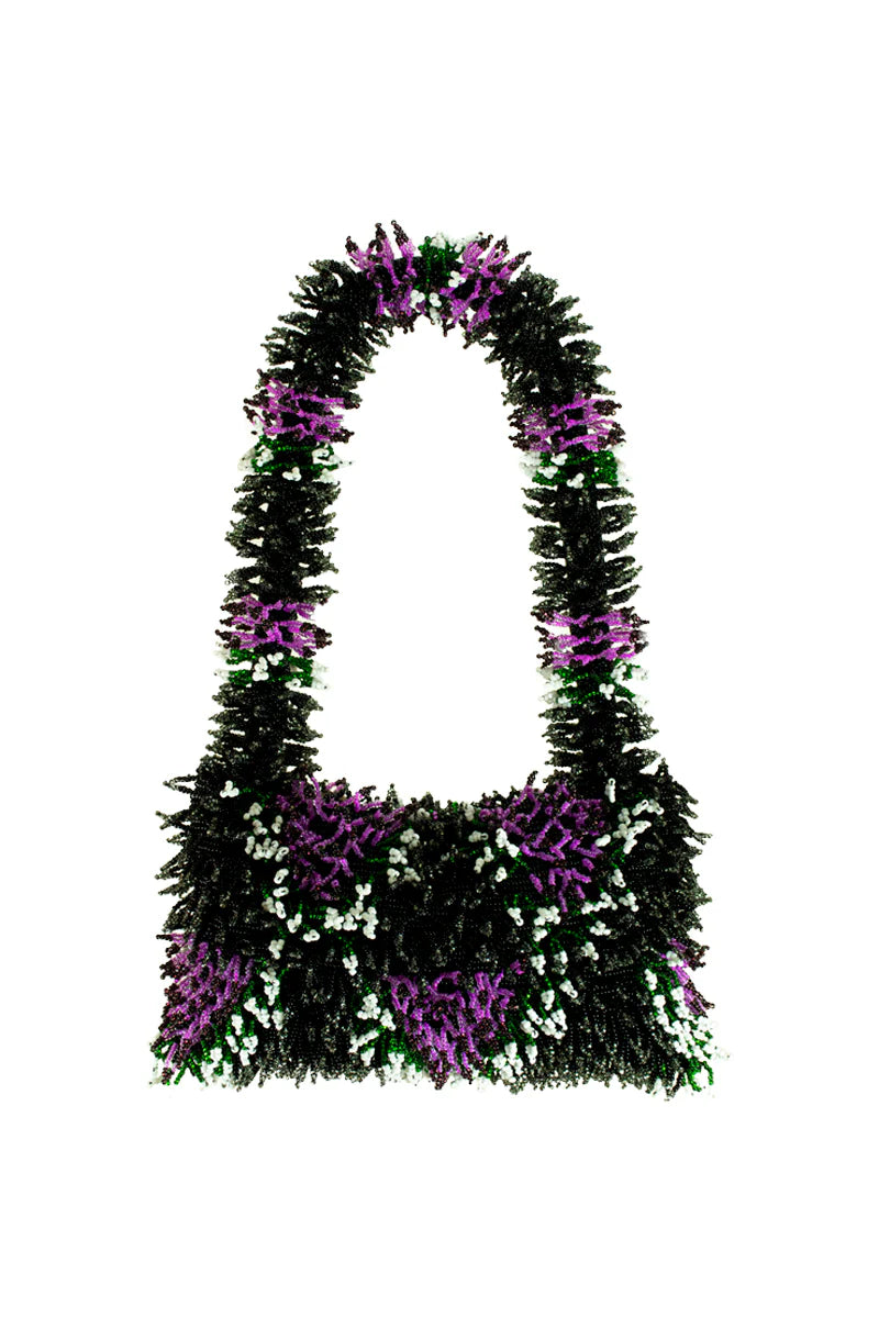 NINA BAG - BLACK, WHITE, PURPLE & GREEN