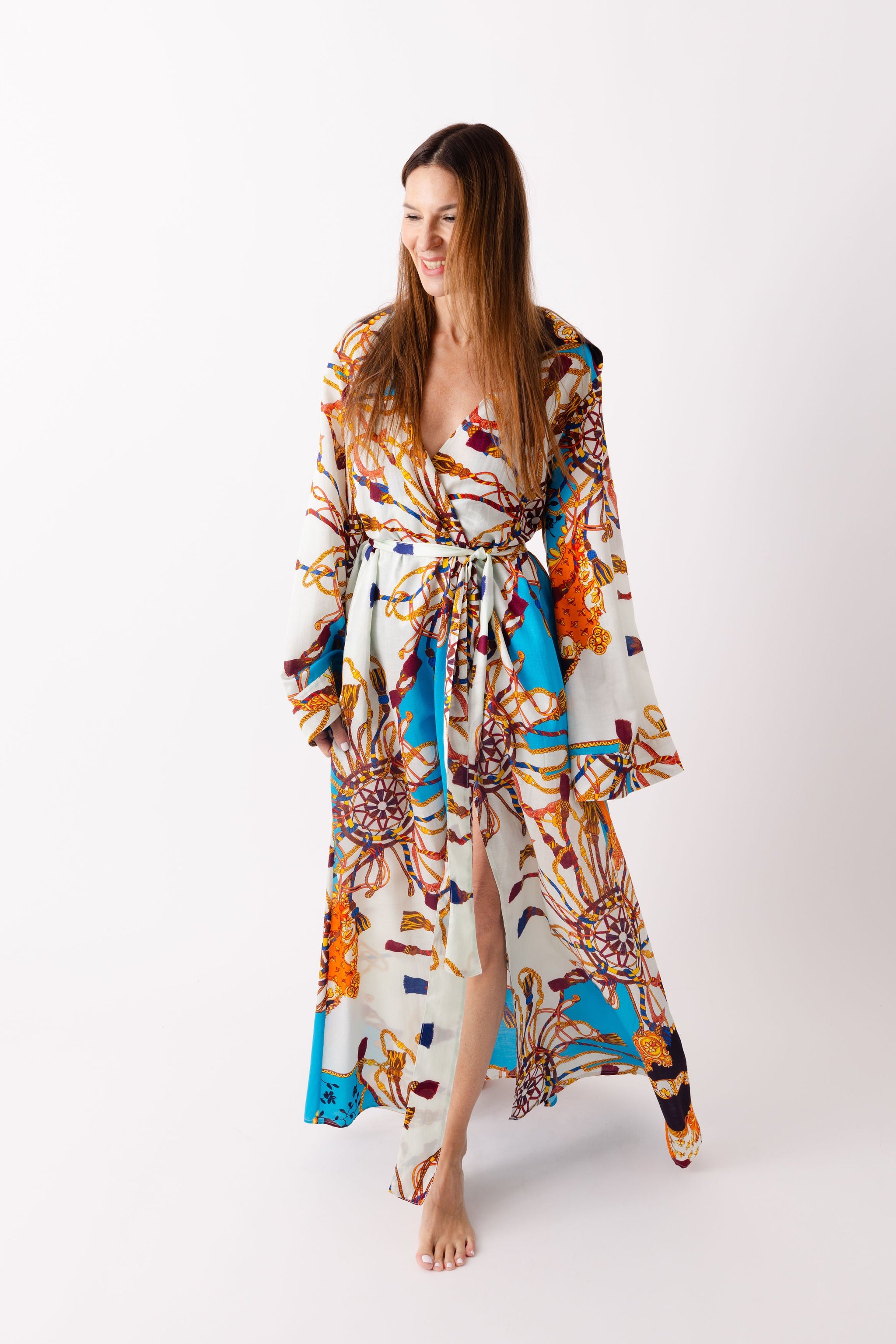 Partou Soleil Women's Palm Beach Hooded Printed Silk-Blend Kimono