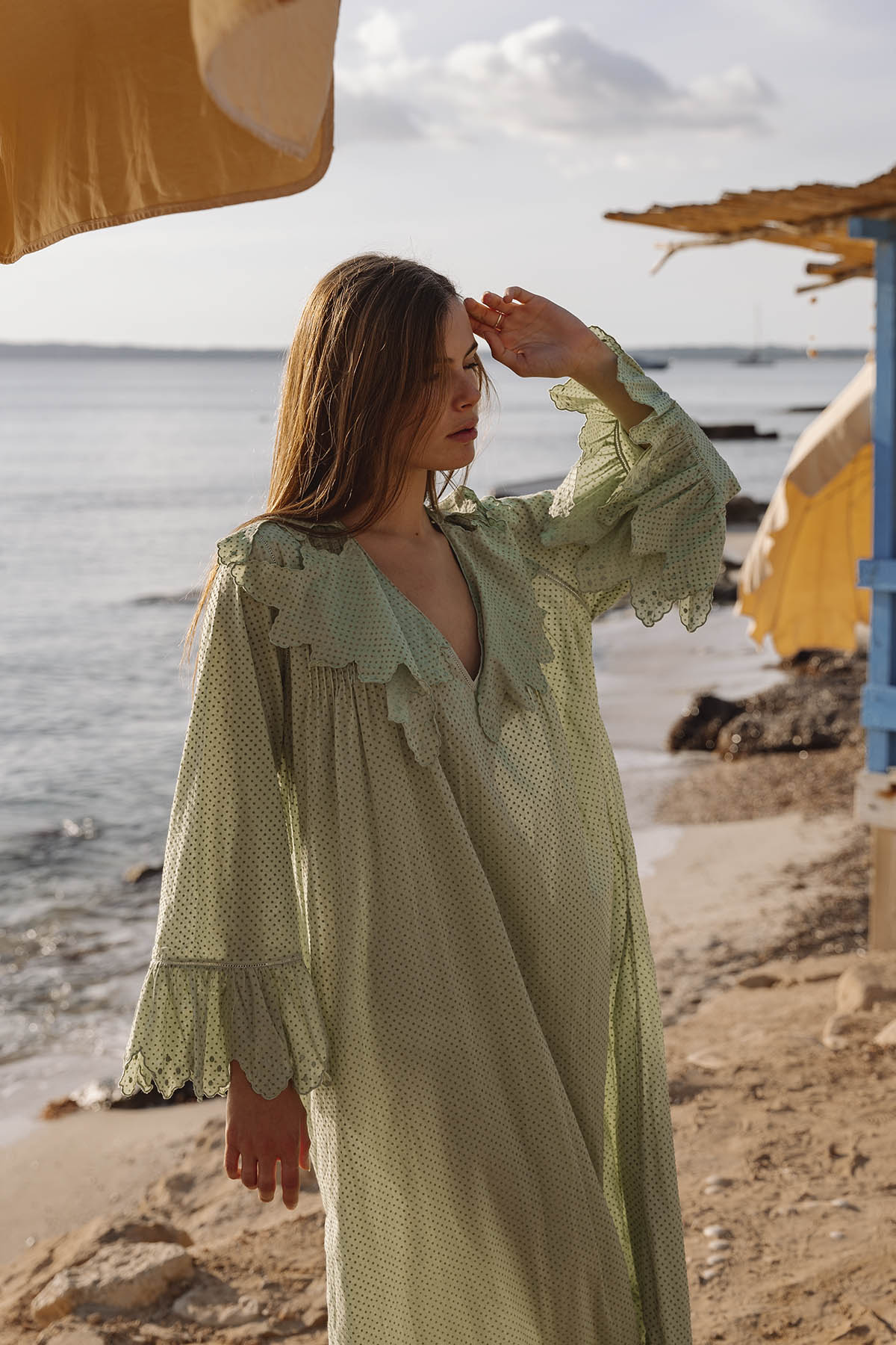 ROMANTIC I LONG SLEEVE KAFTAN I GREEN