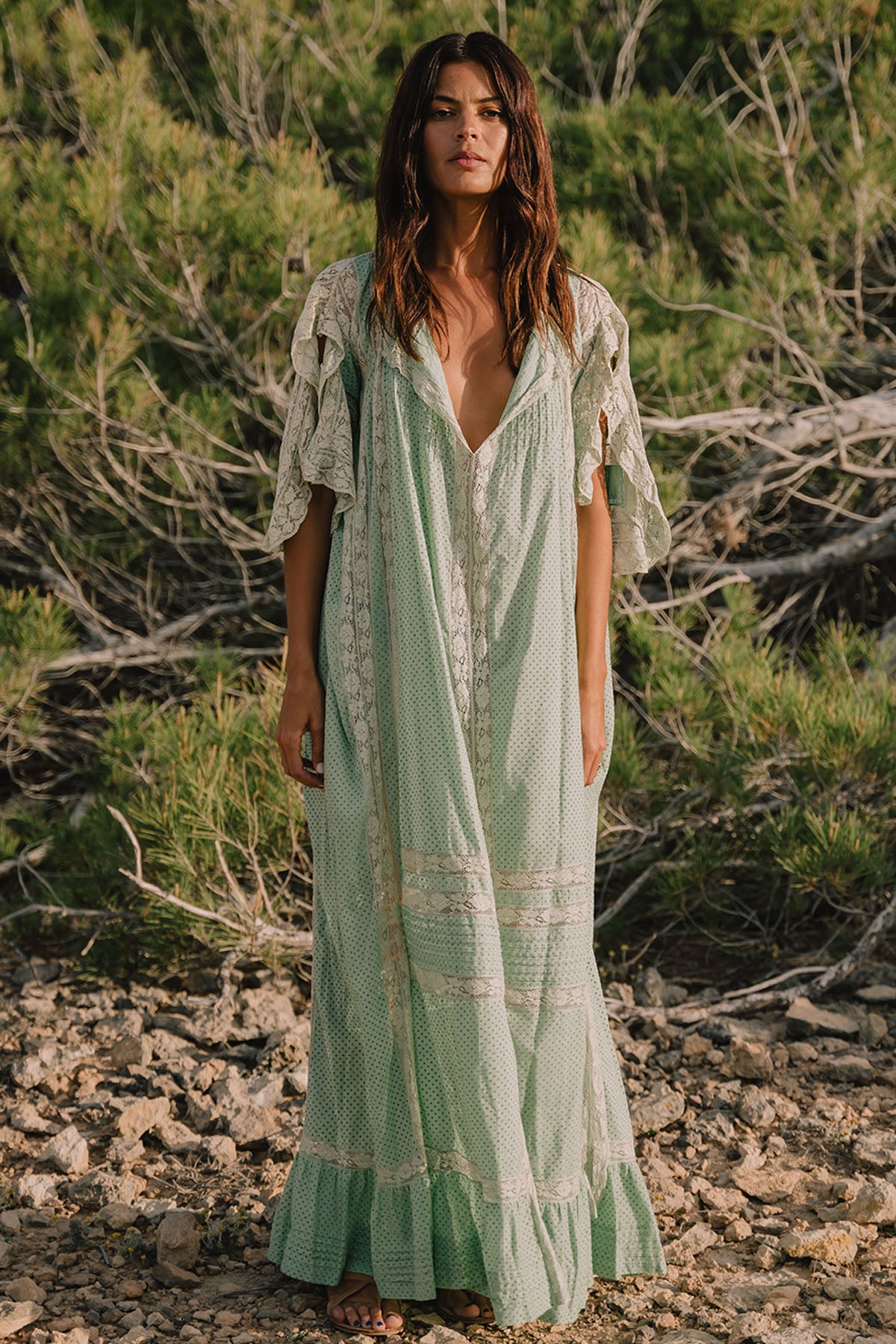 SAN TROPEZ FULL SKIRT MAXI DRESS I GREEN