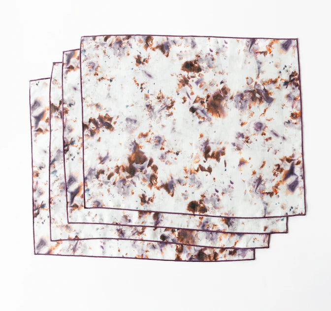Rose Marble Placemats with Plum Trim - Set of 4