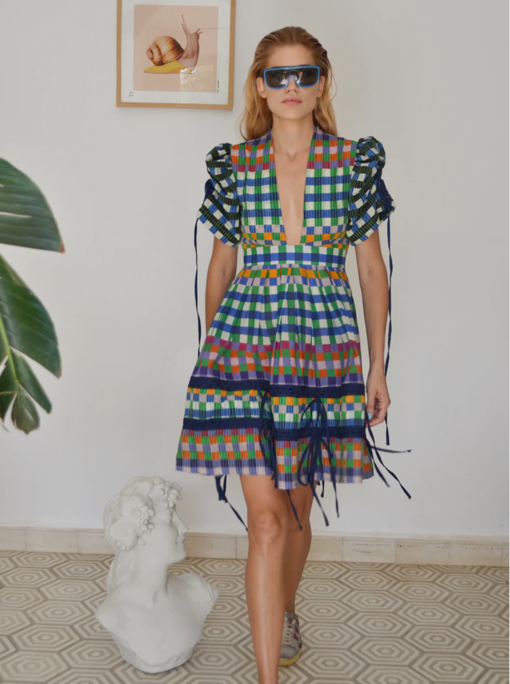 MOROCCAN SQUARE PRINT SHORT COTTON