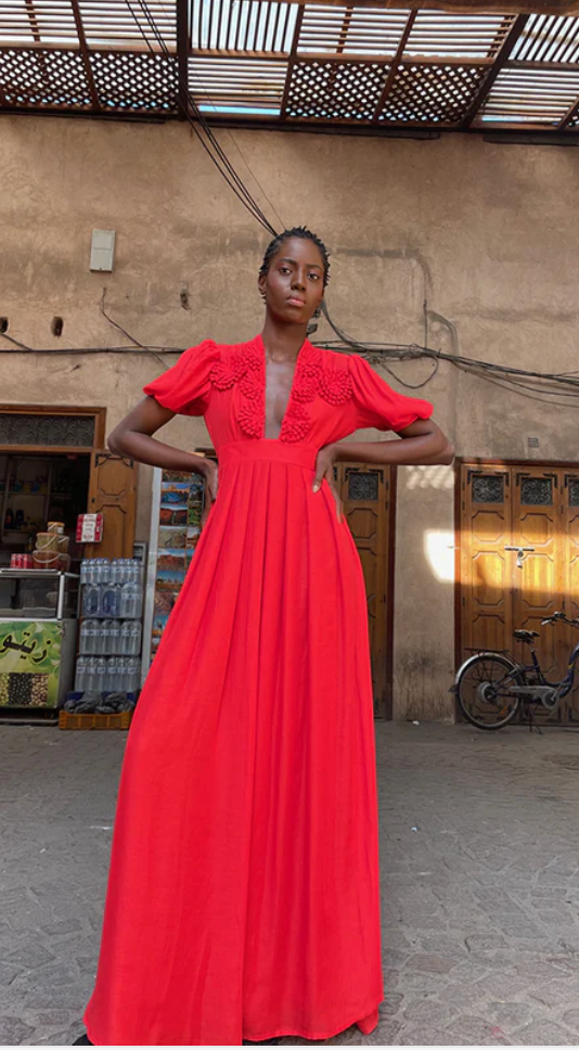 MOROCCAN DRESS FLOWER RED