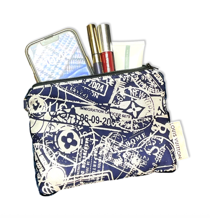 VINTAGE LOUIS VUITTON TRAVEL STAMP SILK SCARF ALL-AROUND BAG